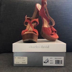 Charles David Red Suede Heels